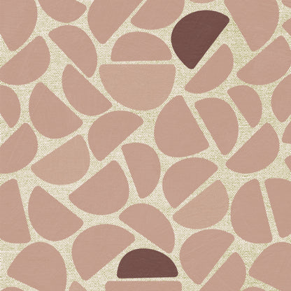 Print detail van Pebble Roze behang met organische vormen en zachte poedertinten