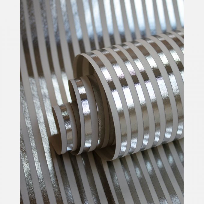 Strepen behang zilver - Studio Ditte