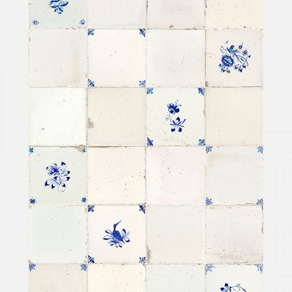 Botanisch tegeltjes behang donkerblauw - Studio Ditte