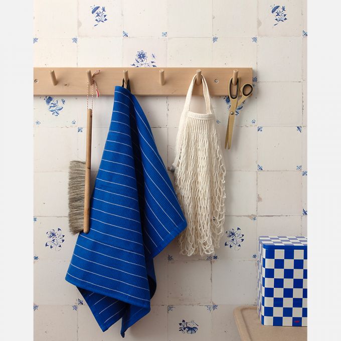 Papier peint à carreaux botaniques bleu foncé - Studio Ditte