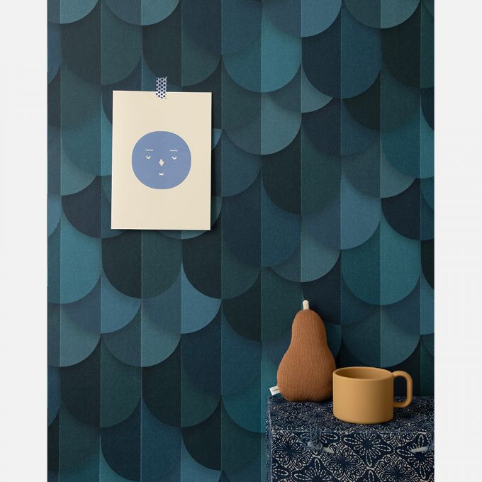 Waterval behang blauw - Studio Ditte