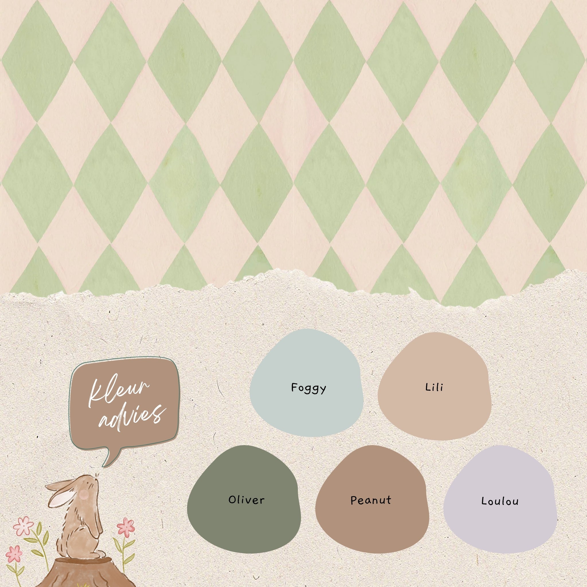 Kinderkamer behang Harlequin Mint | Meet Me at the Wall x Aniek Bartels