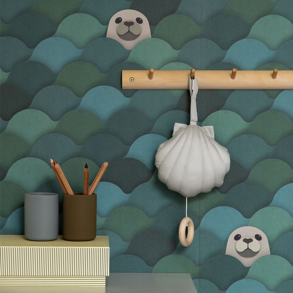 Waterfall wallpaper green - Studio Ditte